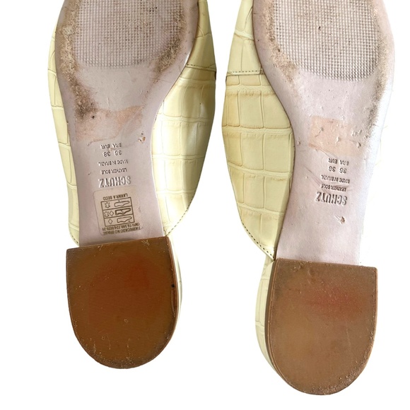 SCHUTZ Croc Embossed Leather Mules In Cream Size 8 - Picture 9 of 10